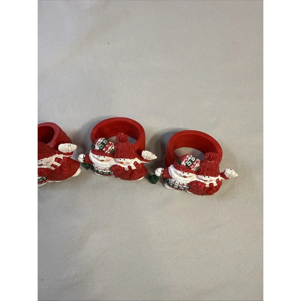 Hallmark Mitford Snowmen Napkin Rings Set of 4 Christmas Holiday Table Decor